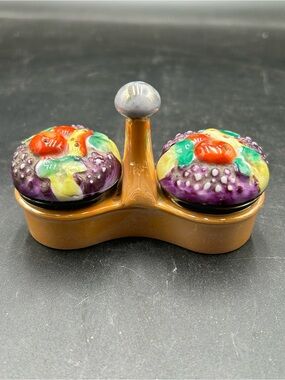 Vintage Fruit baskets lustreware Salt and Pepper Shaker Set - Hand-Painted